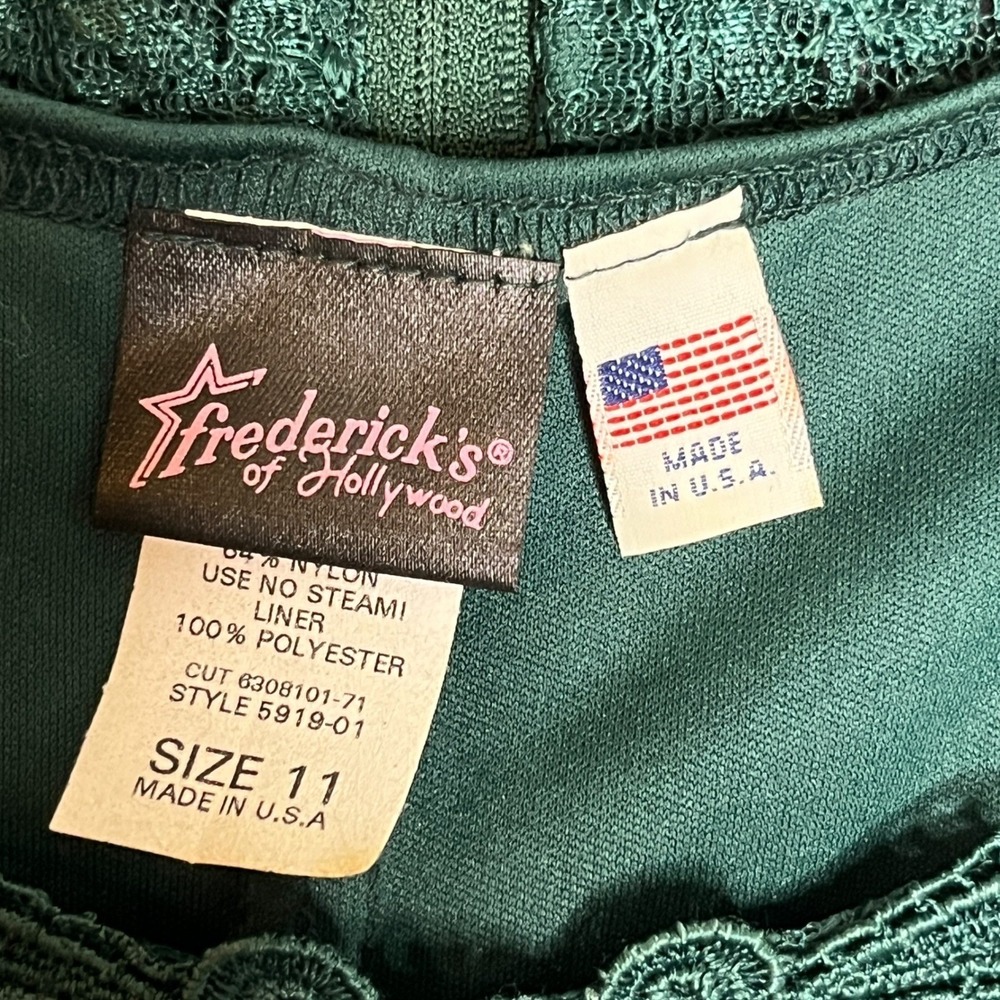 VTG Fredericks of Hollywood Green Lace Dress Corset 11 Fairy Grunge Whimsigoth - Picture 5 of 16